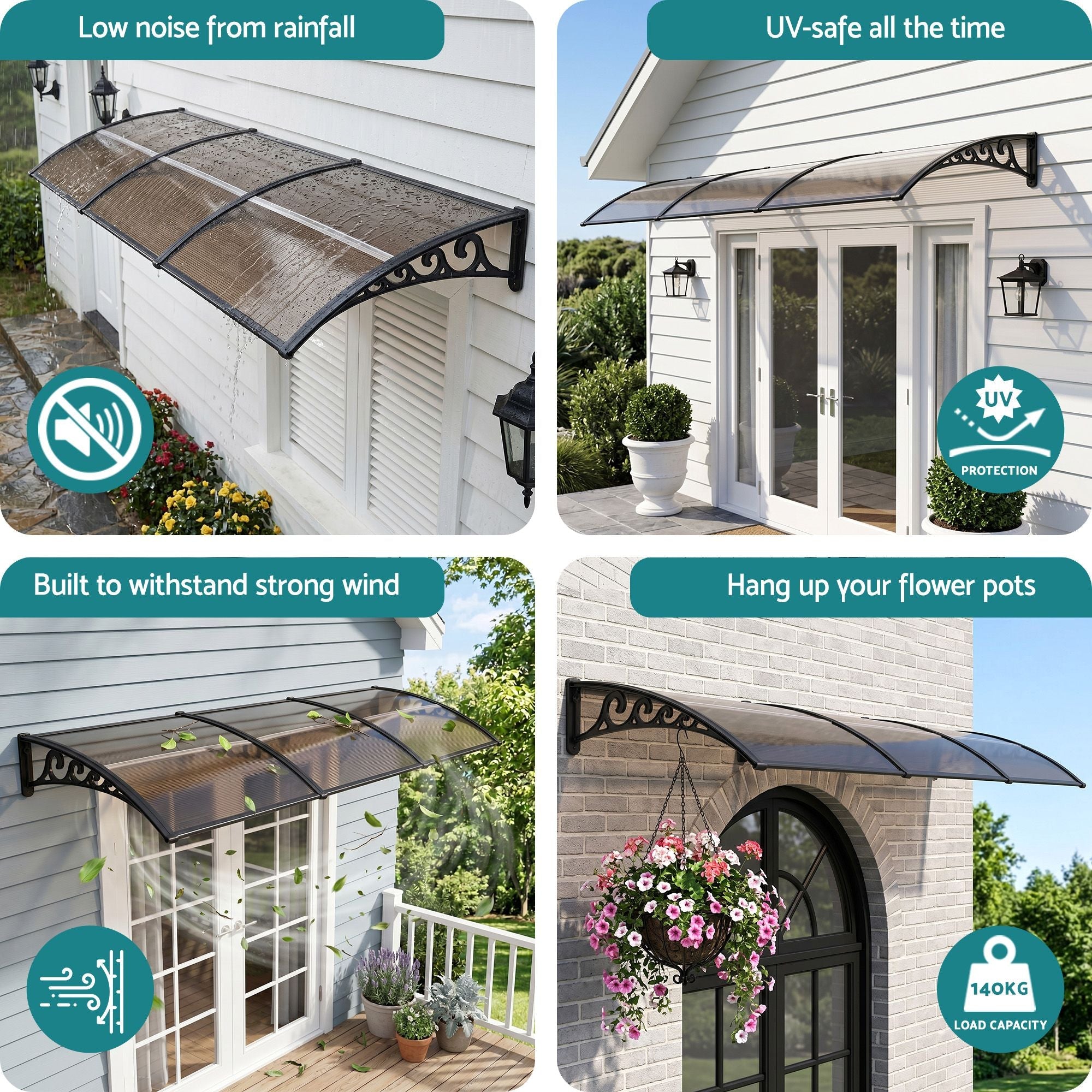 Instahut Window Door Awning 0.8mx3m Brown - Home & Garden > Shading > Awnings - Rivercity House & Home Co. (ABN 18 642 972 209) - Affordable Modern Furniture Australia