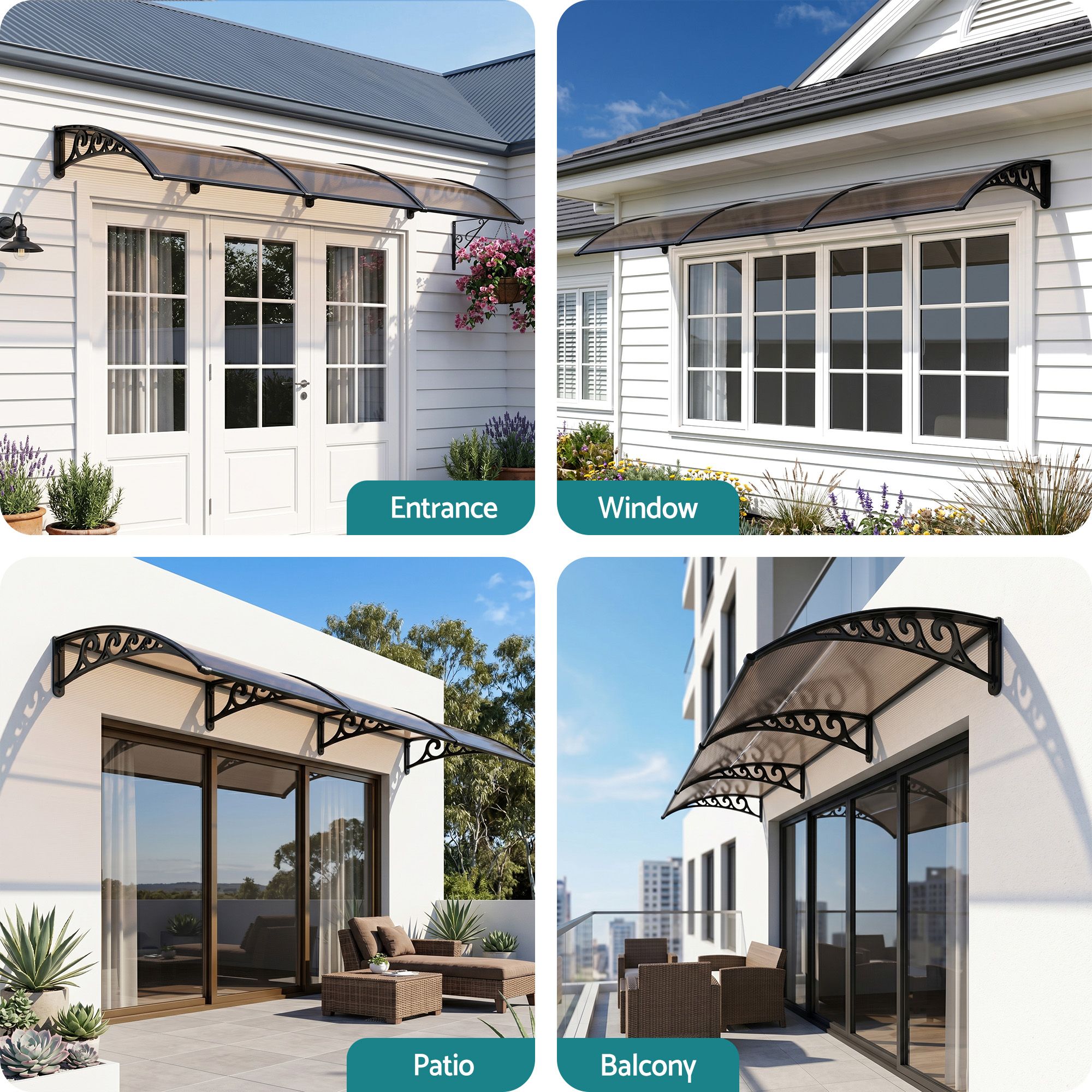 Instahut Window Door Awning 0.8mx3m Brown - Home & Garden > Shading > Awnings - Rivercity House & Home Co. (ABN 18 642 972 209) - Affordable Modern Furniture Australia