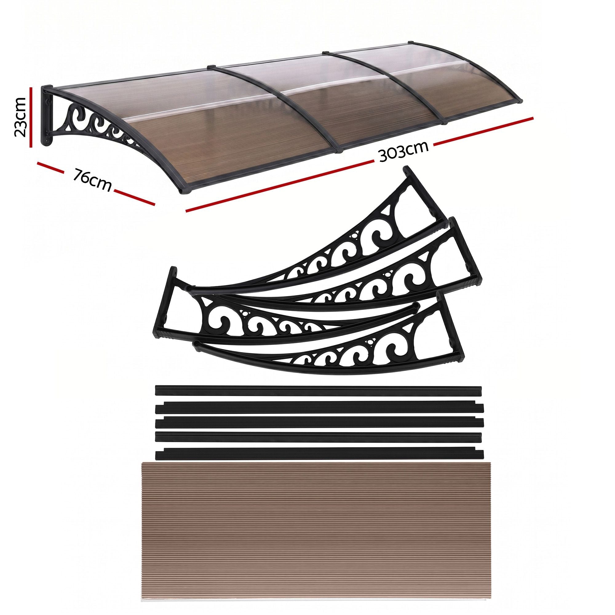Instahut Window Door Awning 0.8mx3m Brown - Home & Garden > Shading > Awnings - Rivercity House & Home Co. (ABN 18 642 972 209) - Affordable Modern Furniture Australia