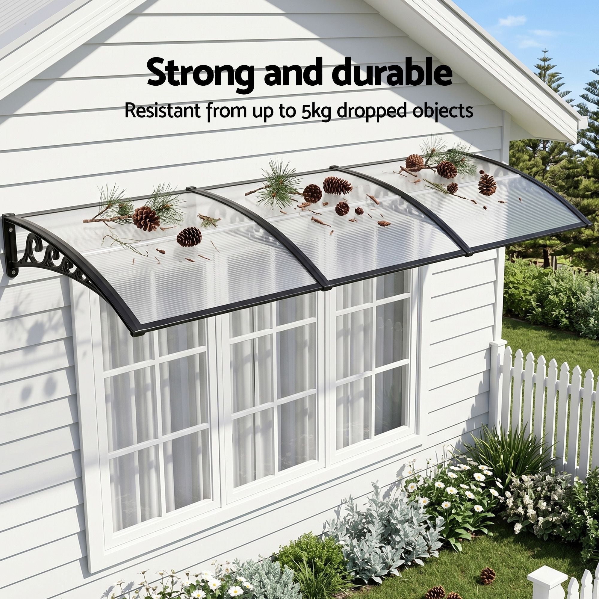 Instahut Window Door Awning 0.8mx3m Transparent - Home & Garden > Shading > Awnings - Rivercity House & Home Co. (ABN 18 642 972 209) - Affordable Modern Furniture Australia