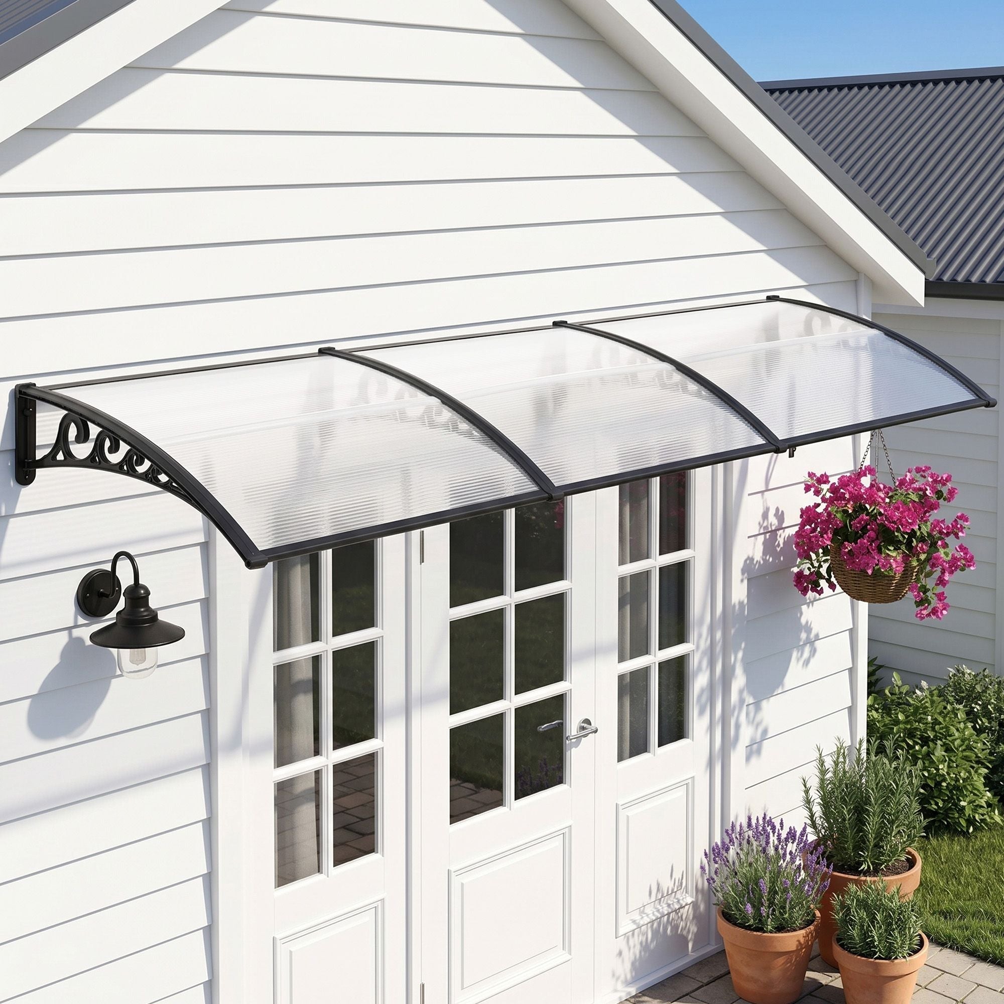 Instahut Window Door Awning 0.8mx3m Transparent - Home & Garden > Shading > Awnings - Rivercity House & Home Co. (ABN 18 642 972 209) - Affordable Modern Furniture Australia