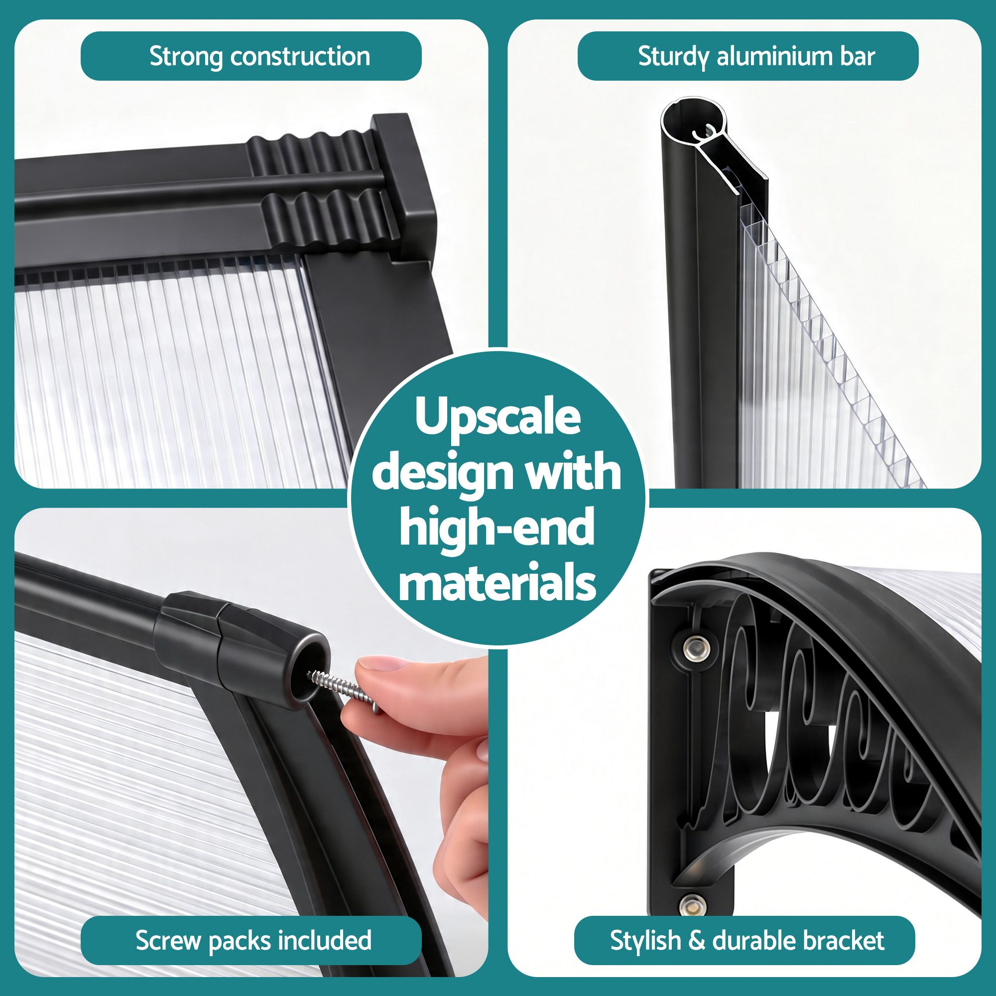 Instahut Window Door Awning 0.8mx3m Transparent - Home & Garden > Shading > Awnings - Rivercity House & Home Co. (ABN 18 642 972 209) - Affordable Modern Furniture Australia