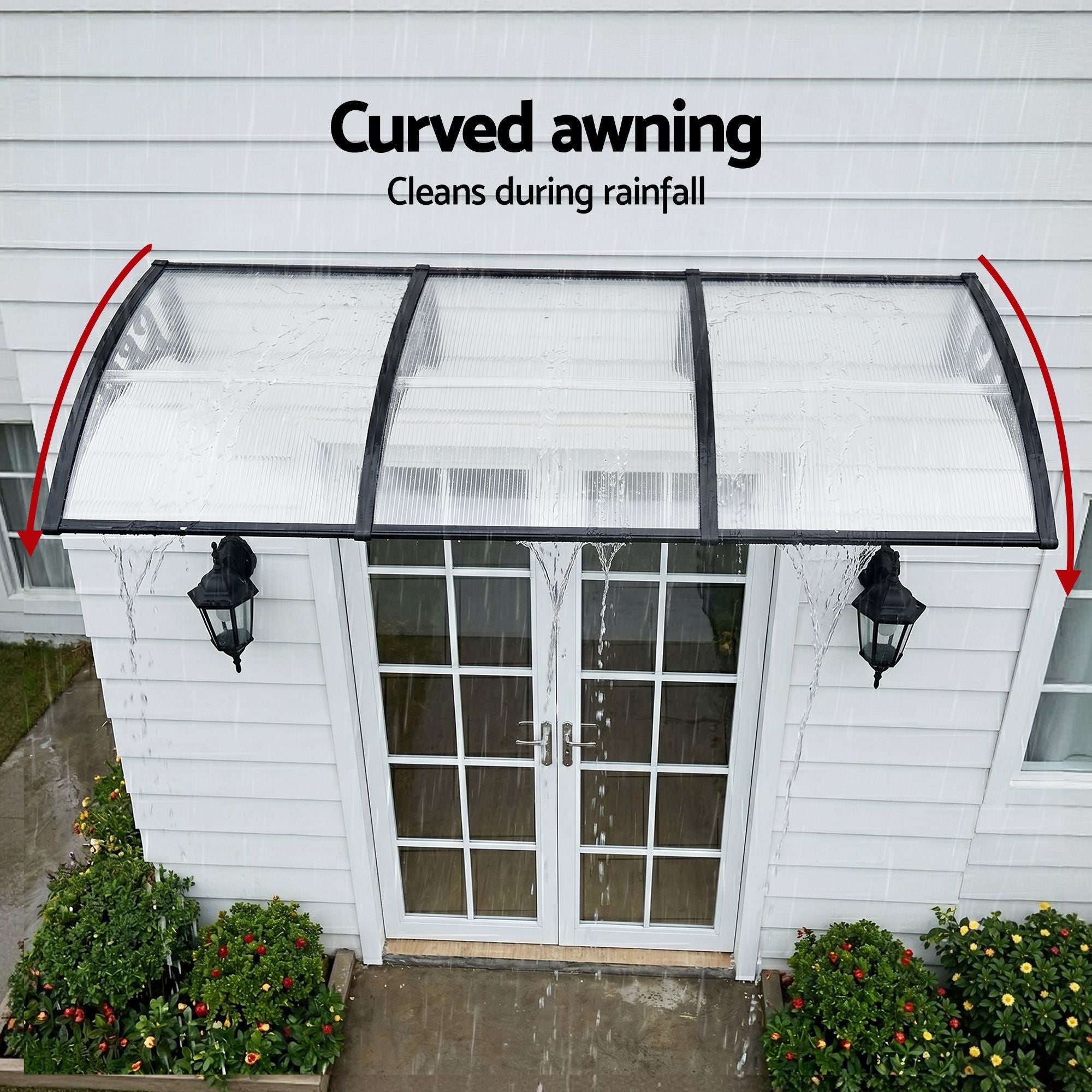 Instahut Window Door Awning 0.8mx3m Transparent - Home & Garden > Shading > Awnings - Rivercity House & Home Co. (ABN 18 642 972 209) - Affordable Modern Furniture Australia