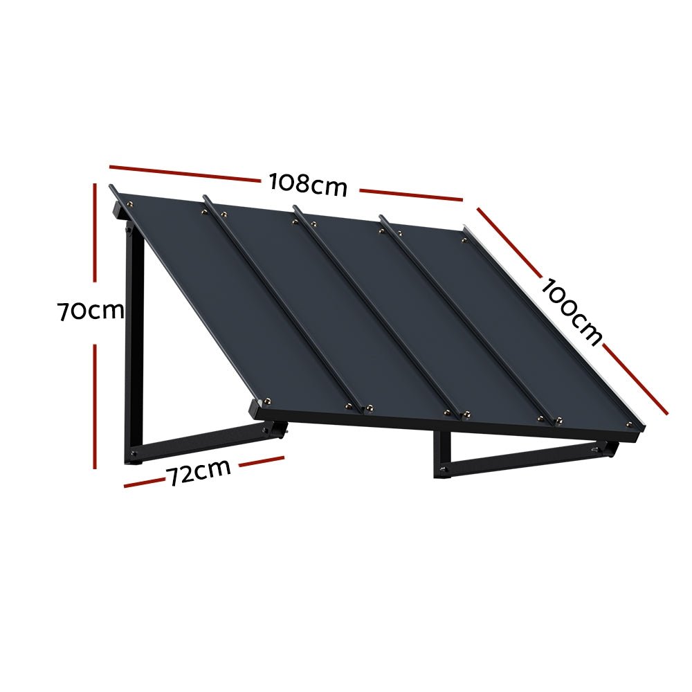Instahut Window Door Awning Canopy 1mx1.2m Black Metal Frame - Home & Garden > Shading - Rivercity House & Home Co. (ABN 18 642 972 209) - Affordable Modern Furniture Australia