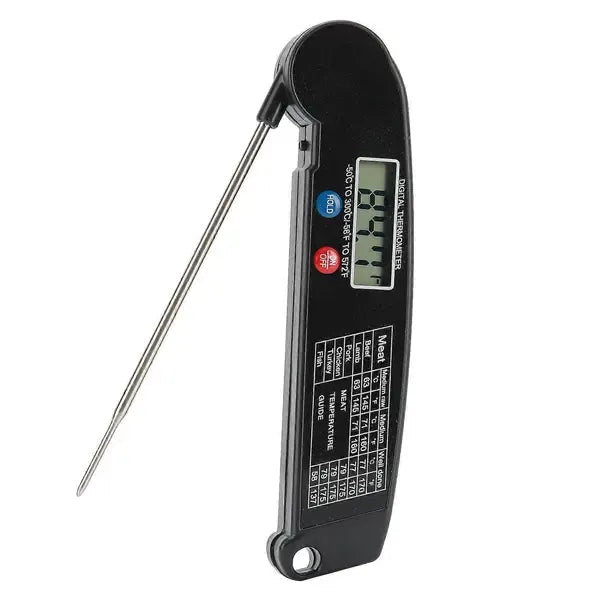 Instant-Read Digital Meat Thermometer with Folding Probe, Backlit LCD & Magnetic Back - Black - Home & Garden > BBQ > BBQ Tools - Rivercity House & Home Co. (ABN 18 642 972 209) - Affordable Modern Furniture Australia
