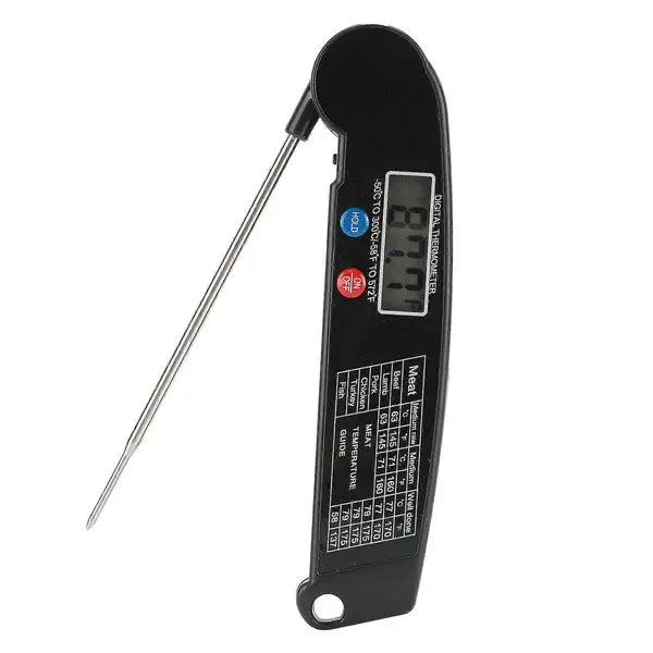 Instant-Read Digital Meat Thermometer with Folding Probe, Backlit LCD & Magnetic Back - Black - Home & Garden > BBQ > BBQ Tools - Rivercity House & Home Co. (ABN 18 642 972 209) - Affordable Modern Furniture Australia
