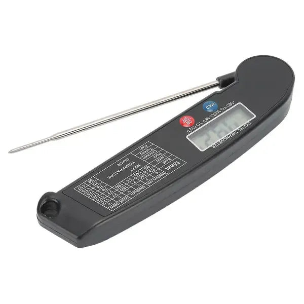 Instant-Read Digital Meat Thermometer with Folding Probe, Backlit LCD & Magnetic Back - Black - Home & Garden > BBQ > BBQ Tools - Rivercity House & Home Co. (ABN 18 642 972 209) - Affordable Modern Furniture Australia