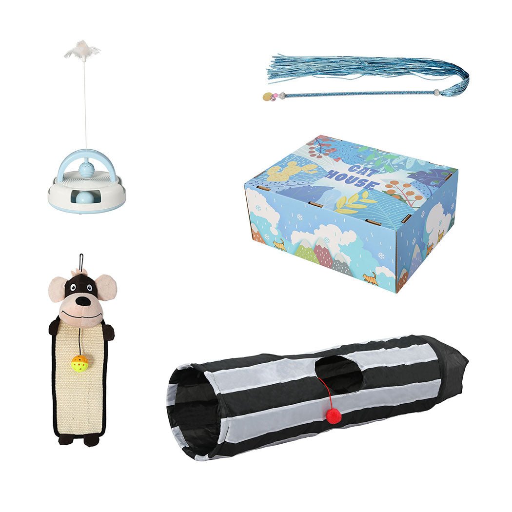 Interactive Cat Toy Set with Tunnel and Scratch Pad - Multi - Color - Rivercity House & Home Co. (ABN 18 642 972 209) - Affordable Modern Furniture Australia