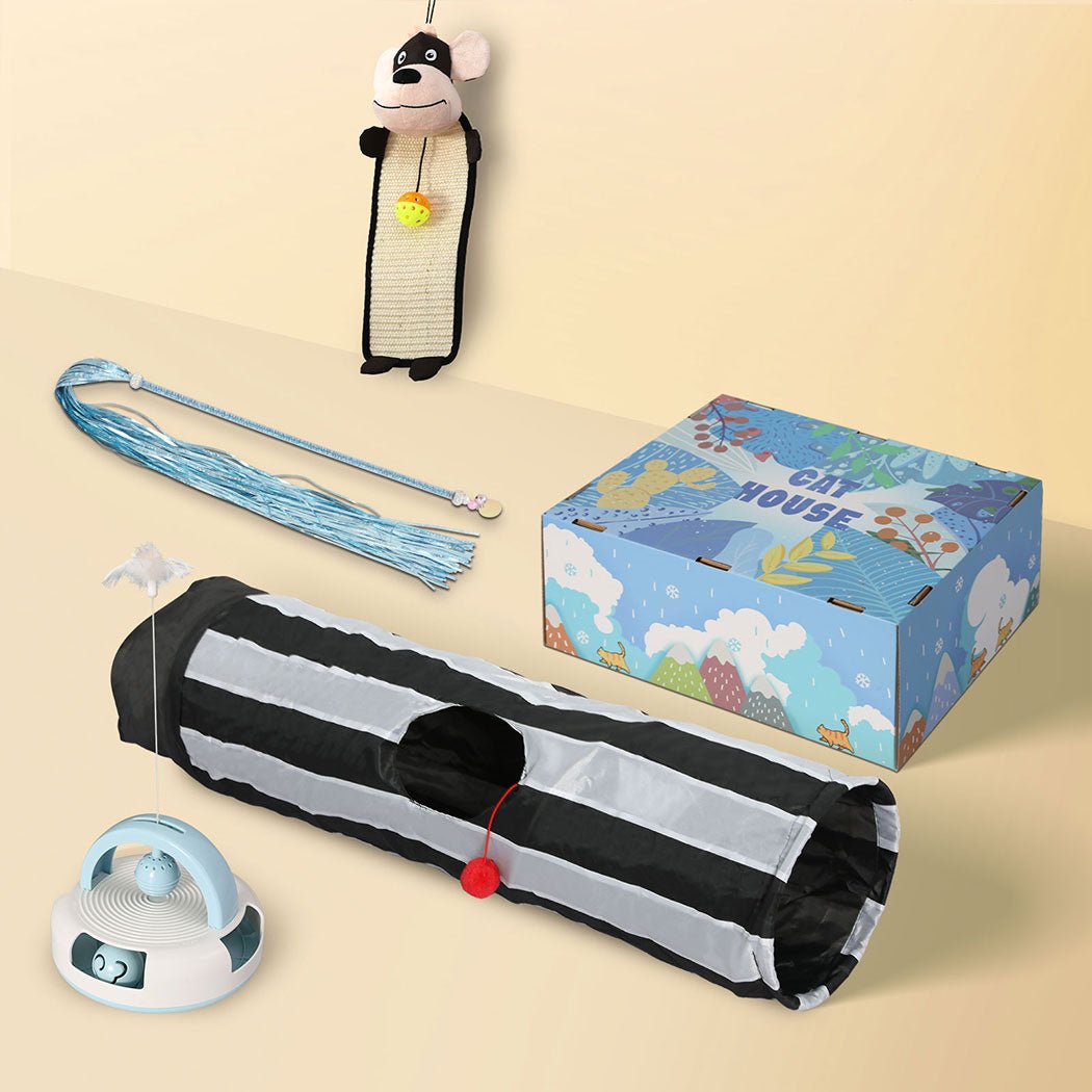 Interactive Cat Toy Set with Tunnel and Scratch Pad - Multi - Color - Rivercity House & Home Co. (ABN 18 642 972 209) - Affordable Modern Furniture Australia