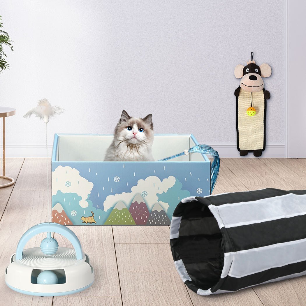 Interactive Cat Toy Set with Tunnel and Scratch Pad - Multi - Color - Rivercity House & Home Co. (ABN 18 642 972 209) - Affordable Modern Furniture Australia