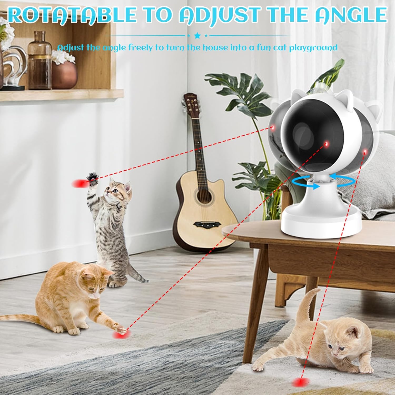 Interactive USB Rechargeable Cat Laser Toy with Adjustable Angle & 2 Speed Modes - Multi - Pet Care > Toys > Cat Toys - Rivercity House & Home Co. (ABN 18 642 972 209) - Affordable Modern Furniture Australia