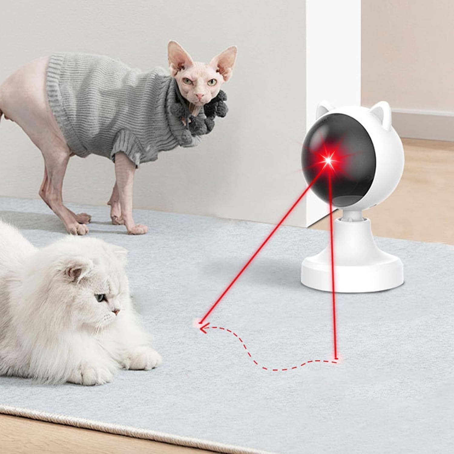 Interactive USB Rechargeable Cat Laser Toy with Adjustable Angle & 2 Speed Modes - Multi - Pet Care > Toys > Cat Toys - Rivercity House & Home Co. (ABN 18 642 972 209) - Affordable Modern Furniture Australia