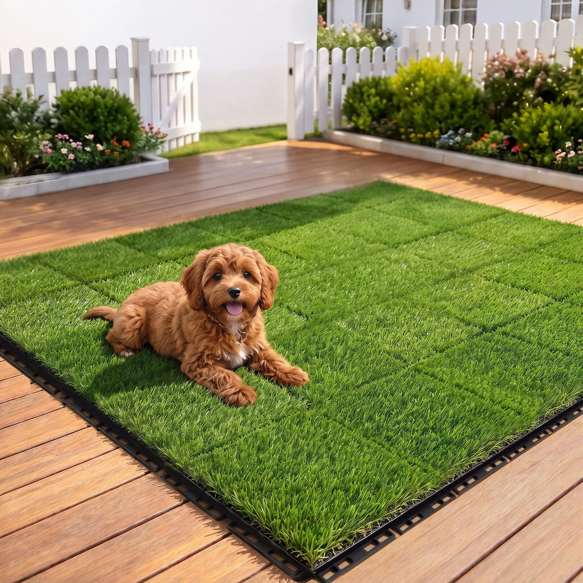 Interlocking Artificial Grass Turf Tiles for Balcony and Pets 24 Pack - Home & Garden > Artificial Plants > Artificial Grass - Rivercity House & Home Co. (ABN 18 642 972 209) - Affordable Modern Furniture Australia