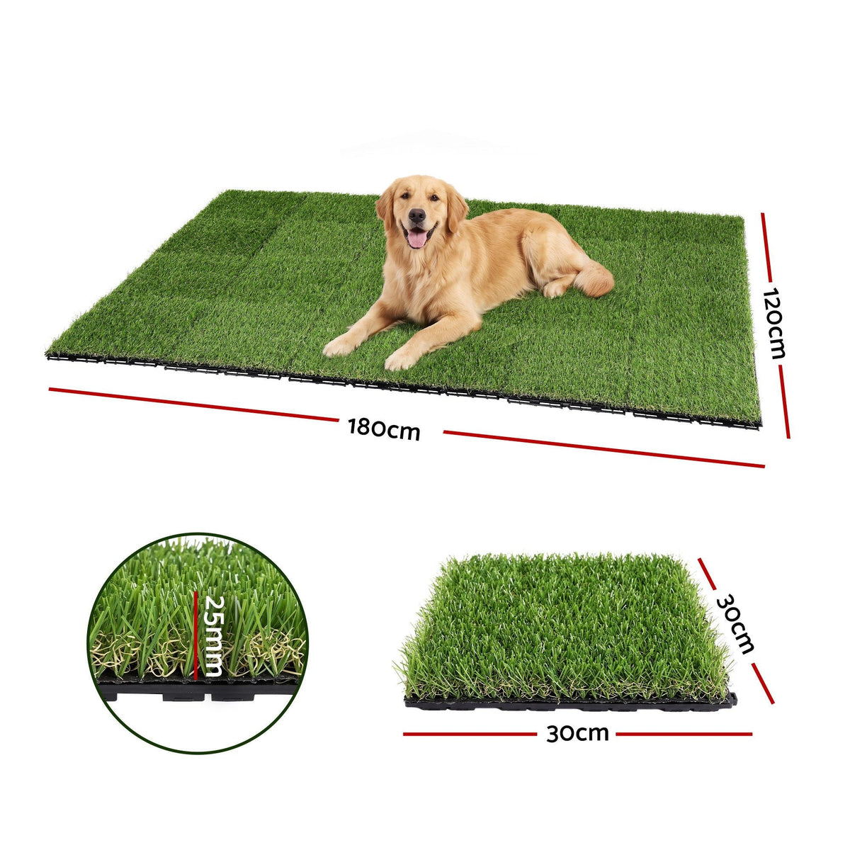 Interlocking Artificial Grass Turf Tiles for Balcony and Pets 24 Pack - Home & Garden > Artificial Plants > Artificial Grass - Rivercity House & Home Co. (ABN 18 642 972 209) - Affordable Modern Furniture Australia