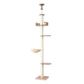 Floor to Ceiling Cat Tree Tower 270cm with Sisal Scratching Posts - Beige
