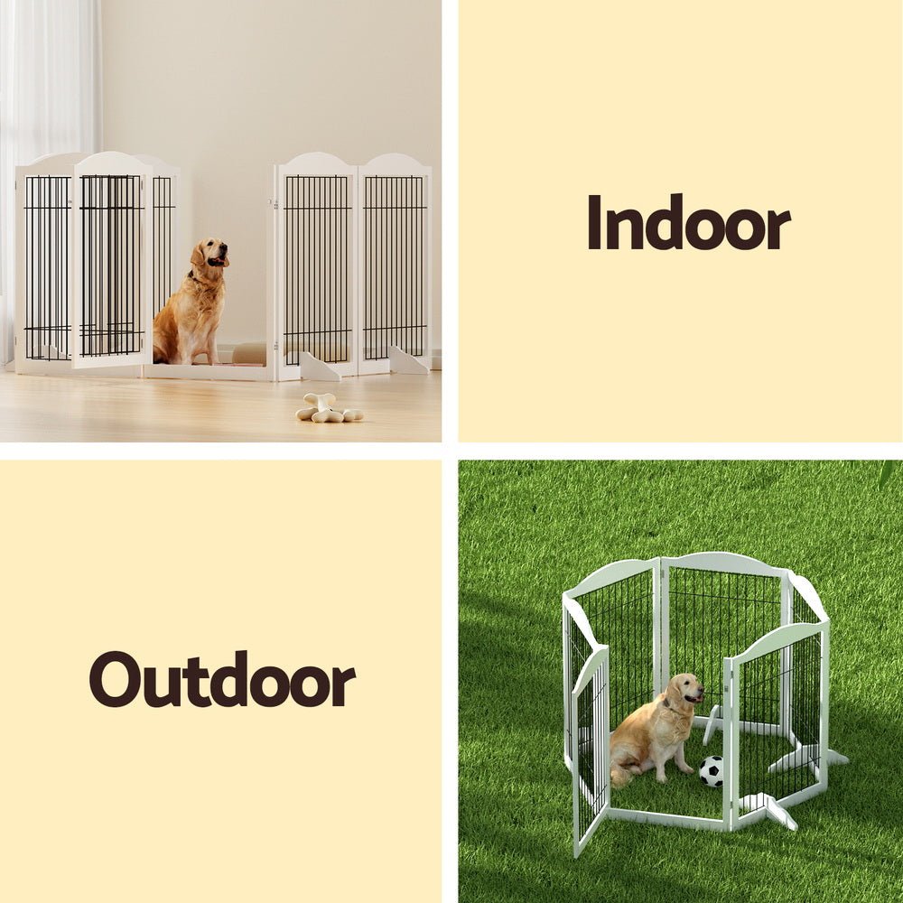 i.Pet Dog Playpen Enclosure 6 Panel Pet Fence Wooden Play Pen - Pet Care > Dog Supplies - Rivercity House & Home Co. (ABN 18 642 972 209) - Affordable Modern Furniture Australia
