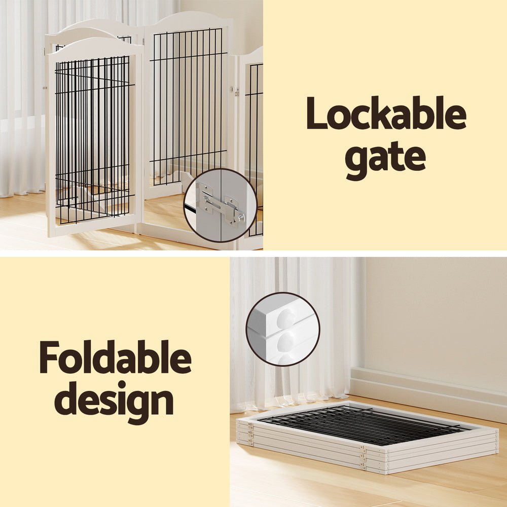 i.Pet Dog Playpen Enclosure 6 Panel Pet Fence Wooden Play Pen - Pet Care > Dog Supplies - Rivercity House & Home Co. (ABN 18 642 972 209) - Affordable Modern Furniture Australia
