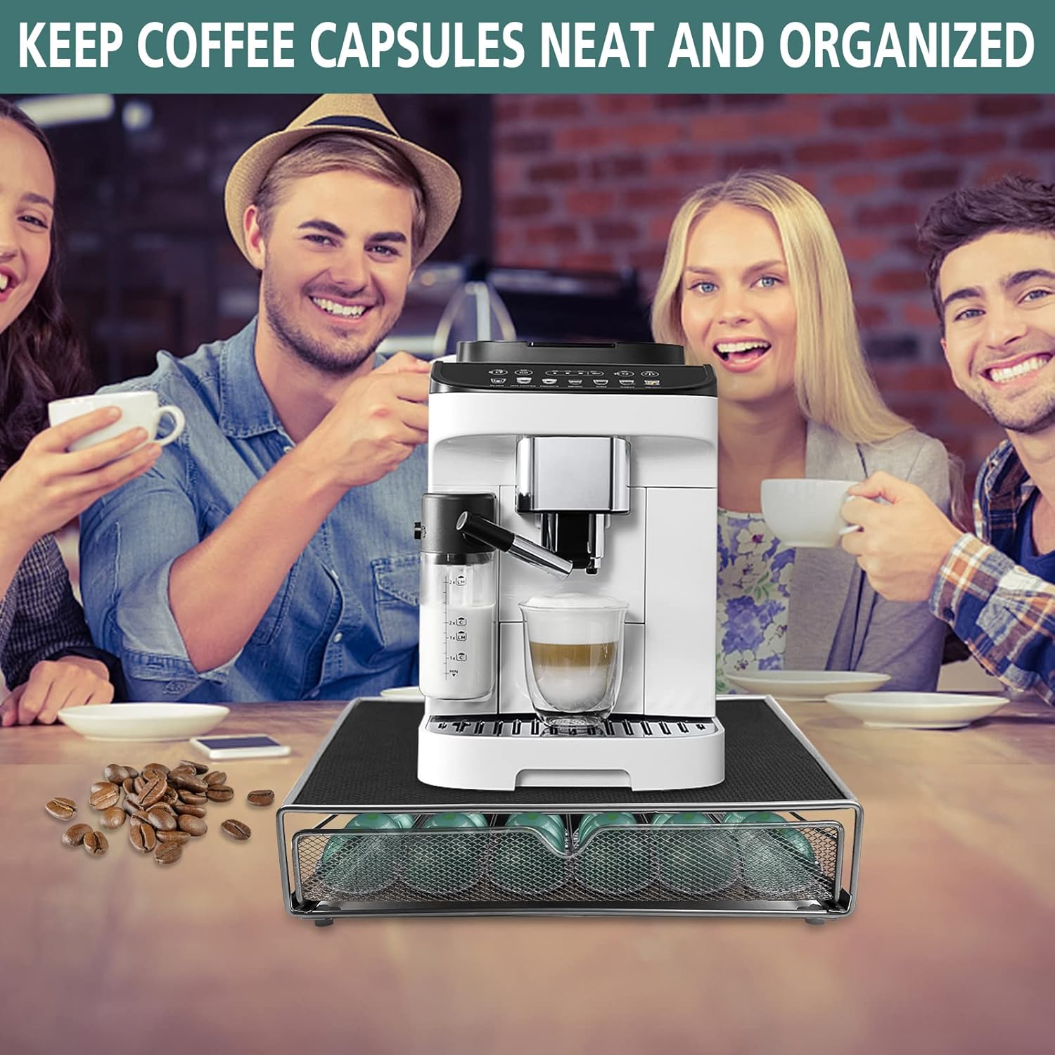 K - Cup Coffee Pod Drawer Organiser for 36 Pods with Counter Storage - Black - Appliances > Kitchen Appliances > Coffee Machines & Accessories - Rivercity House & Home Co. (ABN 18 642 972 209) - Affordable Modern Furniture Australia