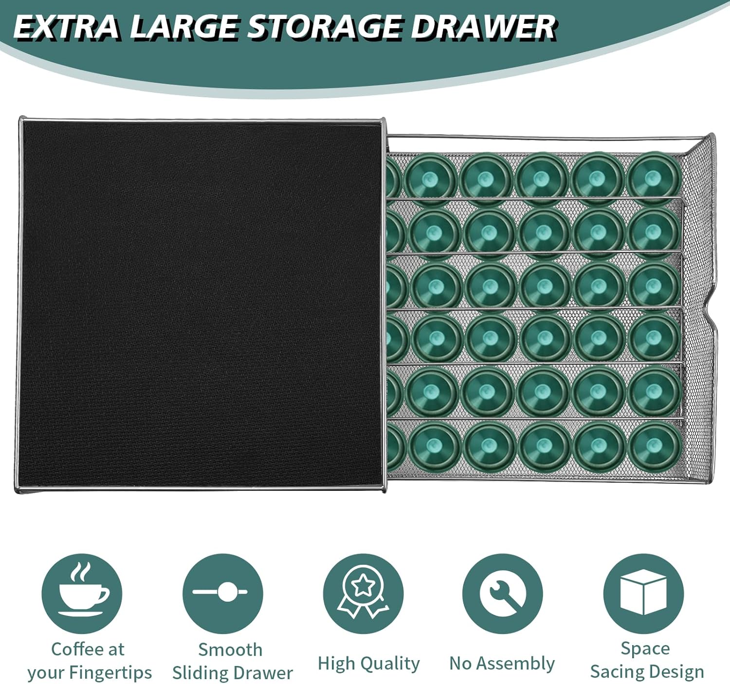 K - Cup Coffee Pod Drawer Organiser for 36 Pods with Counter Storage - Black - Appliances > Kitchen Appliances > Coffee Machines & Accessories - Rivercity House & Home Co. (ABN 18 642 972 209) - Affordable Modern Furniture Australia