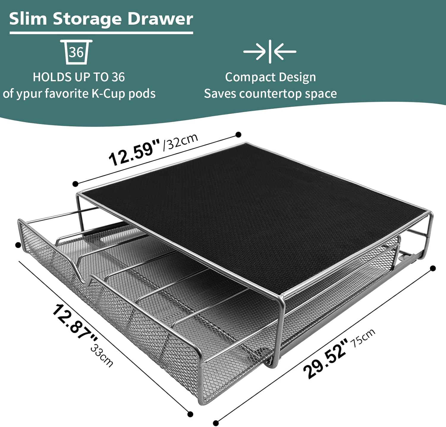 K - Cup Coffee Pod Drawer Organiser for 36 Pods with Counter Storage - Black - Appliances > Kitchen Appliances > Coffee Machines & Accessories - Rivercity House & Home Co. (ABN 18 642 972 209) - Affordable Modern Furniture Australia