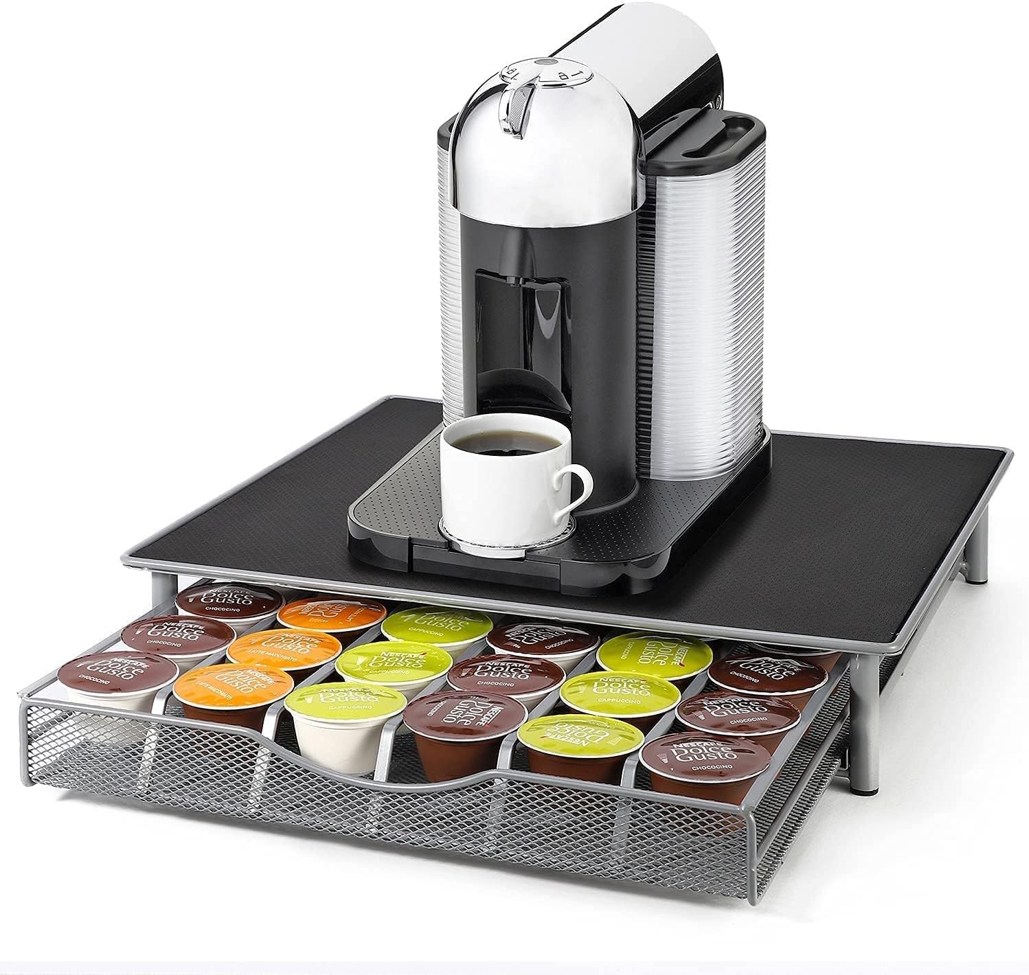 K - Cup Coffee Pod Drawer Organiser for 36 Pods with Counter Storage - Black - Appliances > Kitchen Appliances > Coffee Machines & Accessories - Rivercity House & Home Co. (ABN 18 642 972 209) - Affordable Modern Furniture Australia
