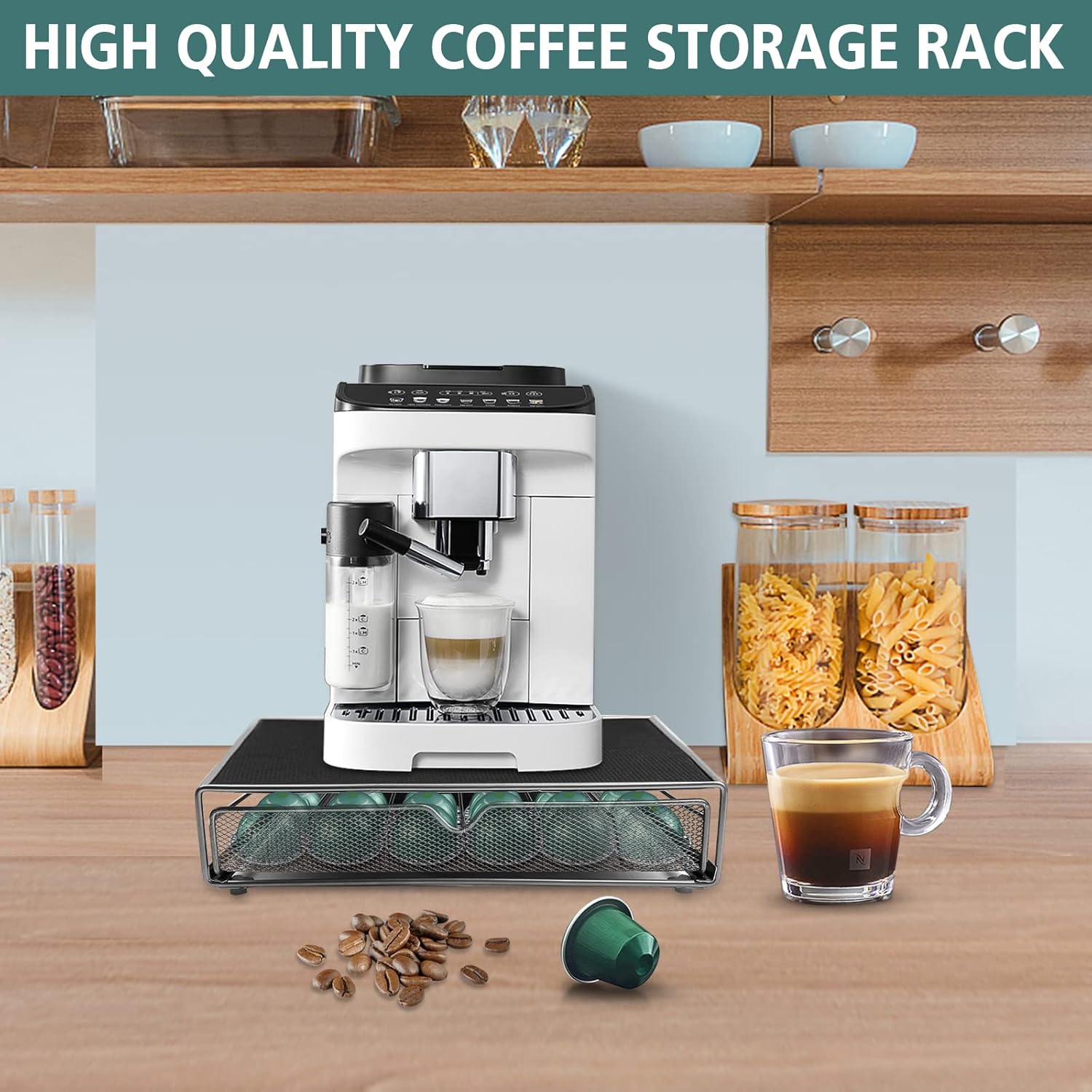K - Cup Coffee Pod Drawer Organiser for 36 Pods with Counter Storage - Black - Appliances > Kitchen Appliances > Coffee Machines & Accessories - Rivercity House & Home Co. (ABN 18 642 972 209) - Affordable Modern Furniture Australia