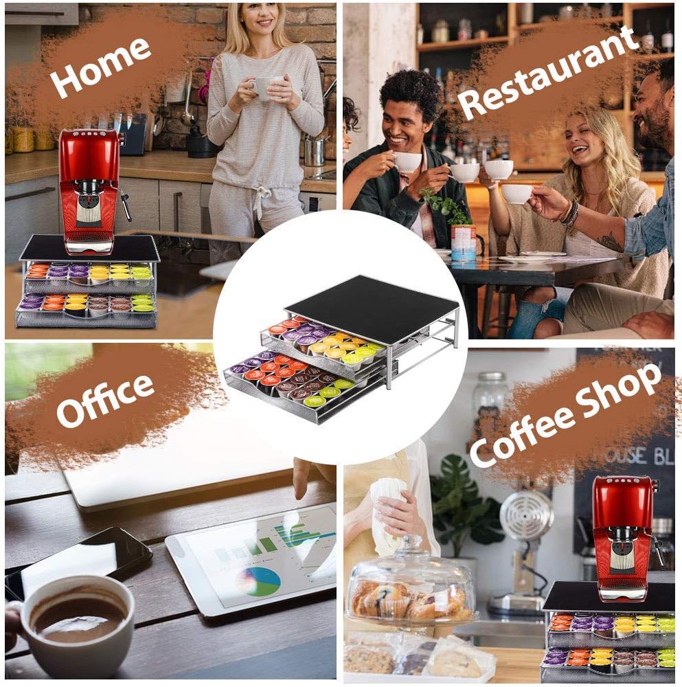 K - Cup Coffee Pod Drawer Organiser for 72 Pods with Counter Storage - Black - Appliances > Kitchen Appliances > Coffee Machines & Accessories - Rivercity House & Home Co. (ABN 18 642 972 209) - Affordable Modern Furniture Australia