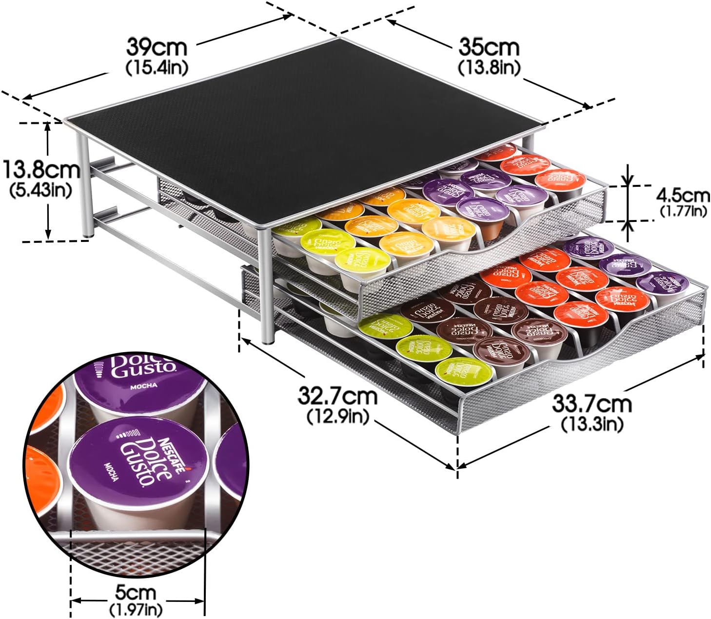 K - Cup Coffee Pod Drawer Organiser for 72 Pods with Counter Storage - Black - Appliances > Kitchen Appliances > Coffee Machines & Accessories - Rivercity House & Home Co. (ABN 18 642 972 209) - Affordable Modern Furniture Australia