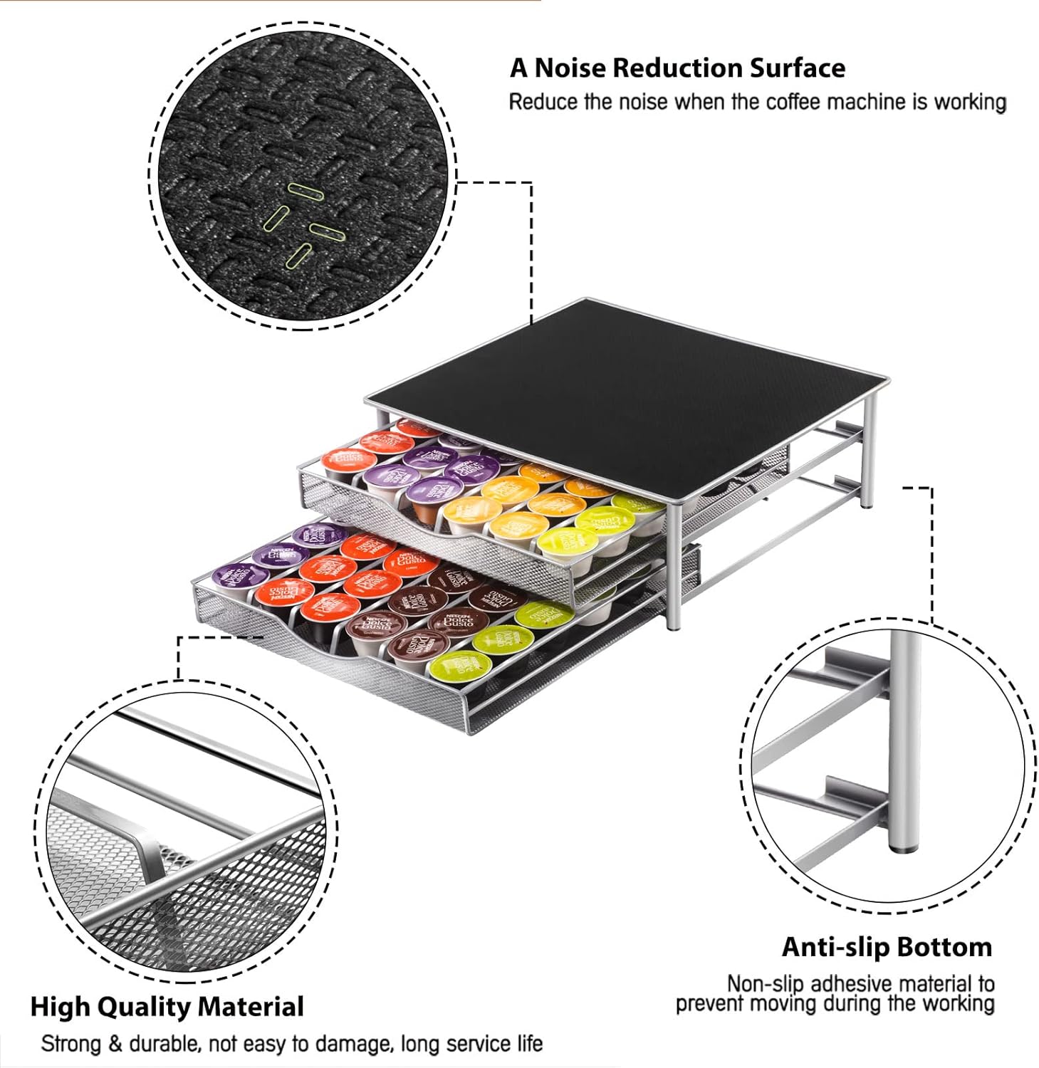 K - Cup Coffee Pod Drawer Organiser for 72 Pods with Counter Storage - Black - Appliances > Kitchen Appliances > Coffee Machines & Accessories - Rivercity House & Home Co. (ABN 18 642 972 209) - Affordable Modern Furniture Australia
