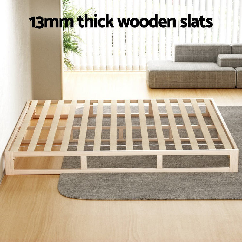 Kalam Minimalist Solid Pinewood Bed Frame - King - Furniture > Bedroom - Rivercity House & Home Co. (ABN 18 642 972 209) - Affordable Modern Furniture Australia