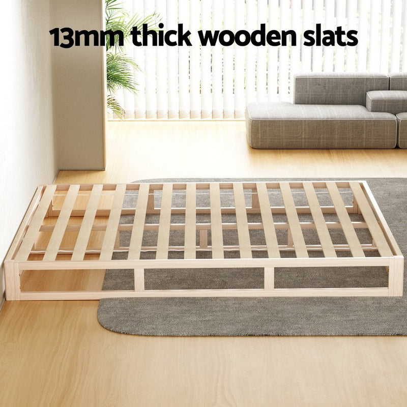 Kalam Minimalist Solid Pinewood Bed Frame - Queen - Furniture > Bedroom - Rivercity House & Home Co. (ABN 18 642 972 209) - Affordable Modern Furniture Australia