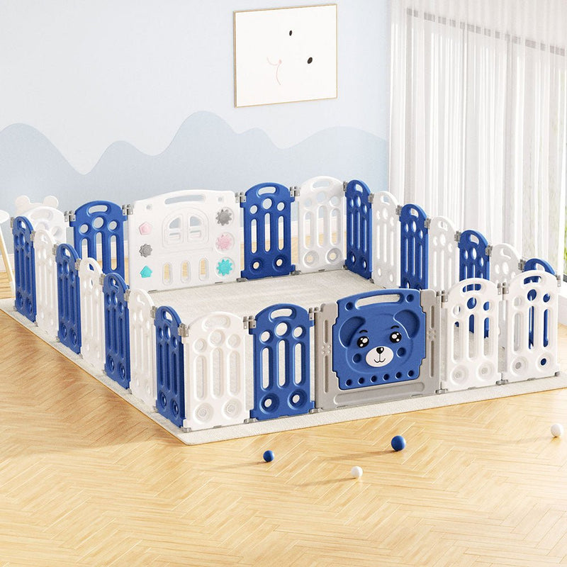 Keezi Kids Baby Playpen 24 Panels Safety Gate Toddler Fence Barrier Play Game - Baby & Kids > Gates & Playpens - Rivercity House & Home Co. (ABN 18 642 972 209) - Affordable Modern Furniture Australia