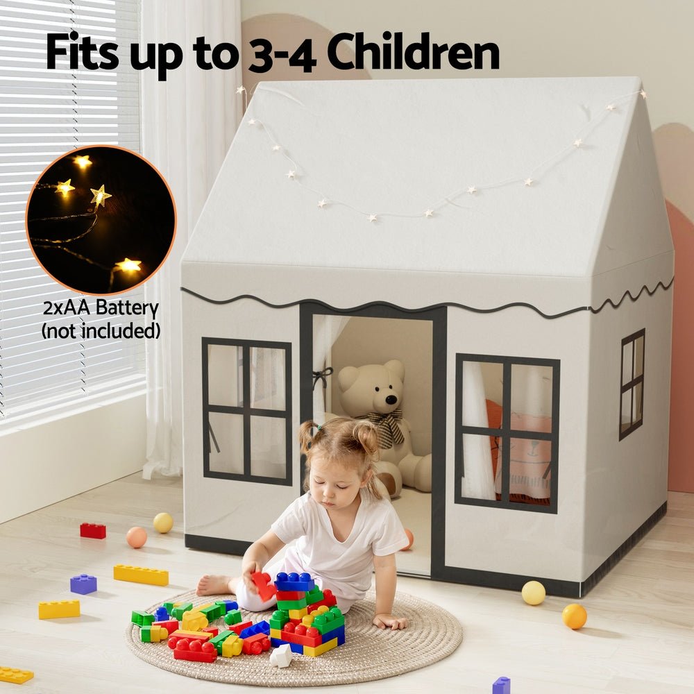 Keezi Kids Play Tent Playhouse Castle with String Lights Floor Mat Side Pocket - Baby & Kids > Baby & Kids Others - Rivercity House & Home Co. (ABN 18 642 972 209) - Affordable Modern Furniture Australia