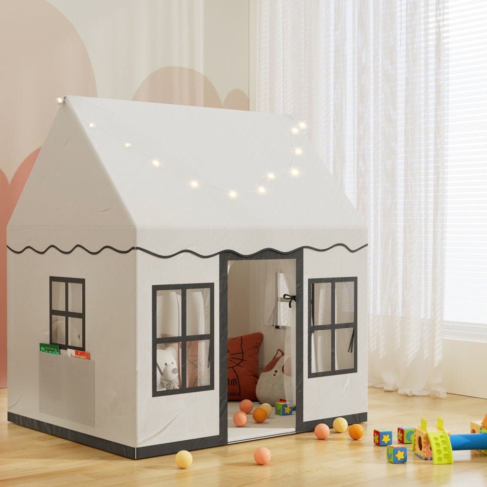 Keezi Kids Play Tent Playhouse Castle with String Lights Floor Mat Side Pocket - Baby & Kids > Baby & Kids Others - Rivercity House & Home Co. (ABN 18 642 972 209) - Affordable Modern Furniture Australia