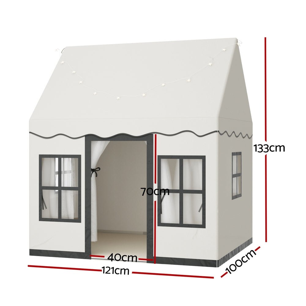 Keezi Kids Play Tent Playhouse Castle with String Lights Floor Mat Side Pocket - Baby & Kids > Baby & Kids Others - Rivercity House & Home Co. (ABN 18 642 972 209) - Affordable Modern Furniture Australia