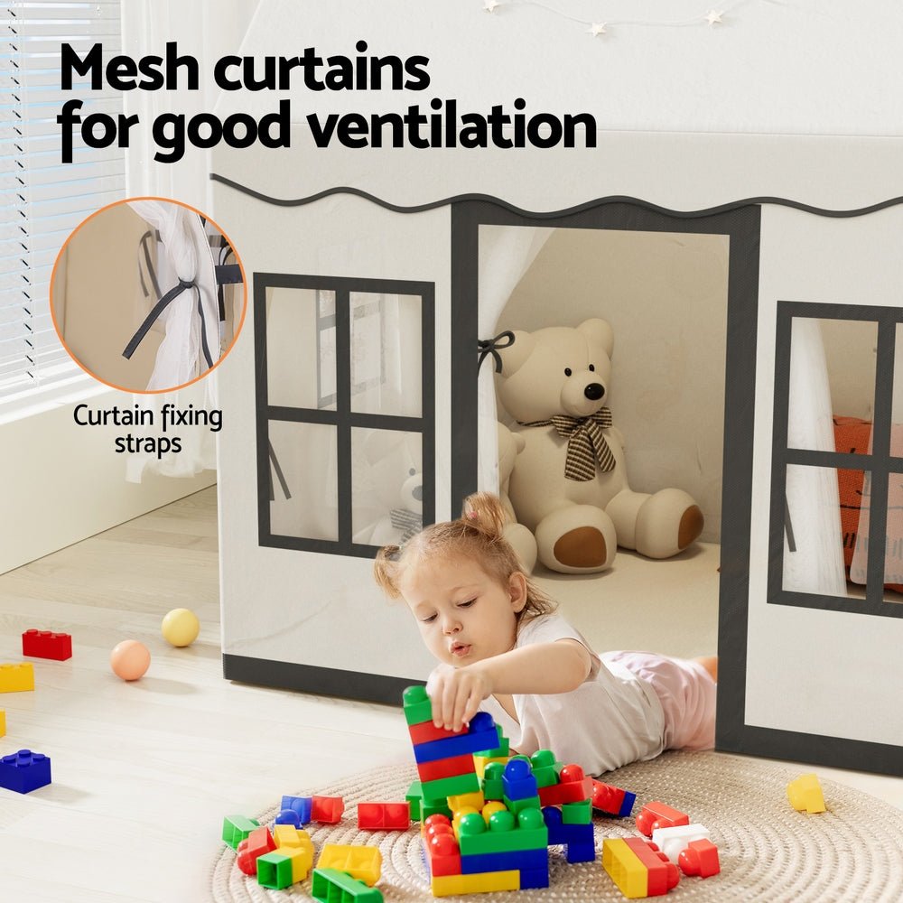 Keezi Kids Play Tent Playhouse Castle with String Lights Floor Mat Side Pocket - Baby & Kids > Baby & Kids Others - Rivercity House & Home Co. (ABN 18 642 972 209) - Affordable Modern Furniture Australia