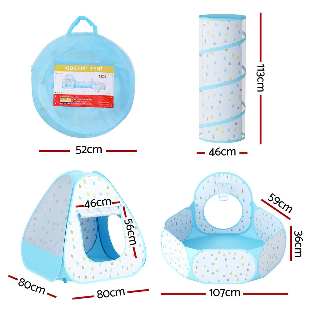 Keezi Kids Play Tent Pop Up Playhouse Ball Pit Tunnel Basketball Hoop Blue - Baby & Kids > Baby & Kids Others - Rivercity House & Home Co. (ABN 18 642 972 209) - Affordable Modern Furniture Australia