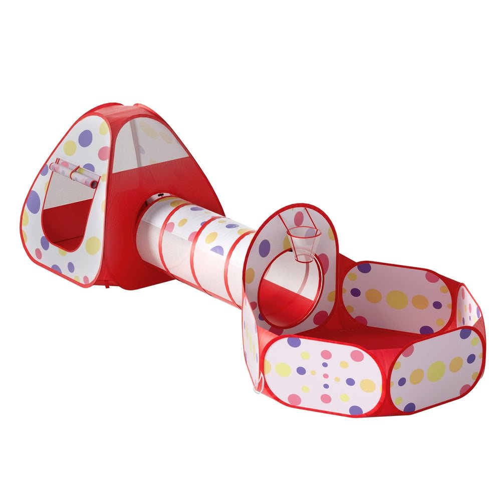 Keezi Kids Playhouse Play Tent Pop Up Teepee Ball Pit Tunnel Basketball Hoop Red - Baby & Kids > Baby & Kids Others - Rivercity House & Home Co. (ABN 18 642 972 209) - Affordable Modern Furniture Australia