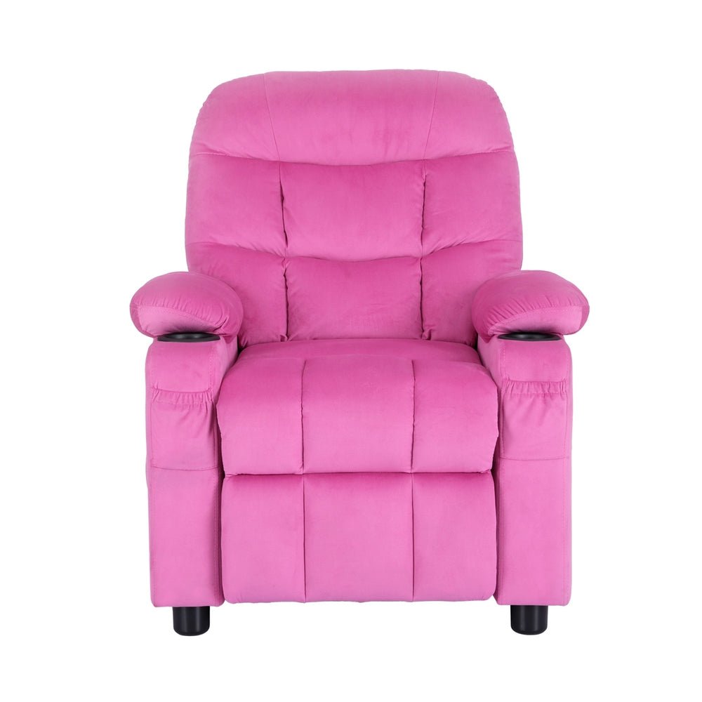 Keezi Kids Recliner Chair Pink Velvet Sofa Lounge Couch Children Charis Armchair - Baby & Kids > Kid's Furniture - Rivercity House & Home Co. (ABN 18 642 972 209) - Affordable Modern Furniture Australia