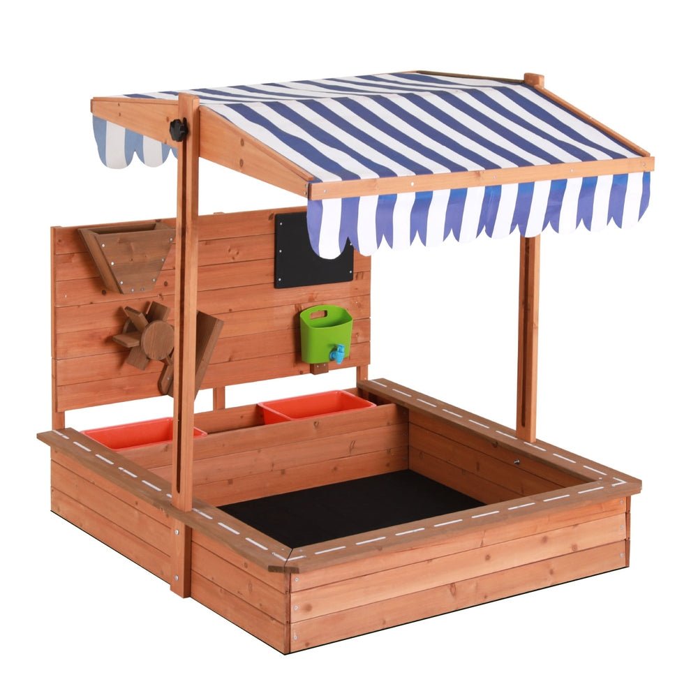 Keezi Kids Sandpit Wooden Canopy Sandbox With Cover Funnel Outdoor Toys 110cm - Baby & Kids > Baby & Kid's Toys > Outdoor Play Equipment - Rivercity House & Home Co. (ABN 18 642 972 209) - Affordable Modern Furniture Australia