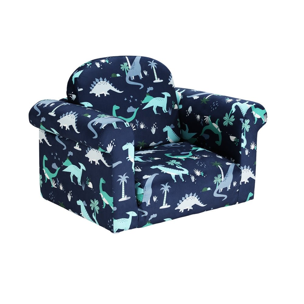 Keezi Kids Sofa 2 Seater Children Flip Open Couch Lounger Armchair Dinosaur Navy - Baby & Kids > Kid's Furniture - Rivercity House & Home Co. (ABN 18 642 972 209) - Affordable Modern Furniture Australia