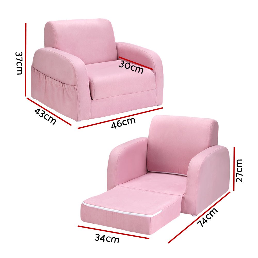 Keezi Kids Sofa 2 Seater Children Flip Open Couch Lounger Armchair Soft Pink - Baby & Kids > Kid's Furniture - Rivercity House & Home Co. (ABN 18 642 972 209) - Affordable Modern Furniture Australia