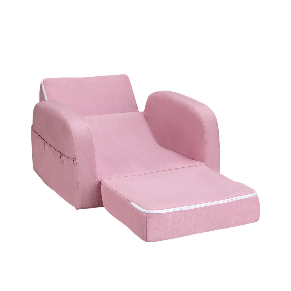 Keezi Kids Sofa 2 Seater Children Flip Open Couch Lounger Armchair Soft Pink - Baby & Kids > Kid's Furniture - Rivercity House & Home Co. (ABN 18 642 972 209) - Affordable Modern Furniture Australia