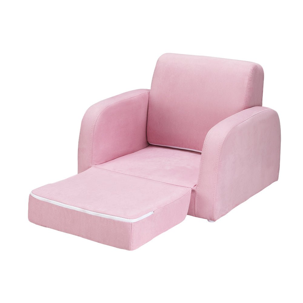 Keezi Kids Sofa 2 Seater Children Flip Open Couch Lounger Armchair Soft Pink - Baby & Kids > Kid's Furniture - Rivercity House & Home Co. (ABN 18 642 972 209) - Affordable Modern Furniture Australia