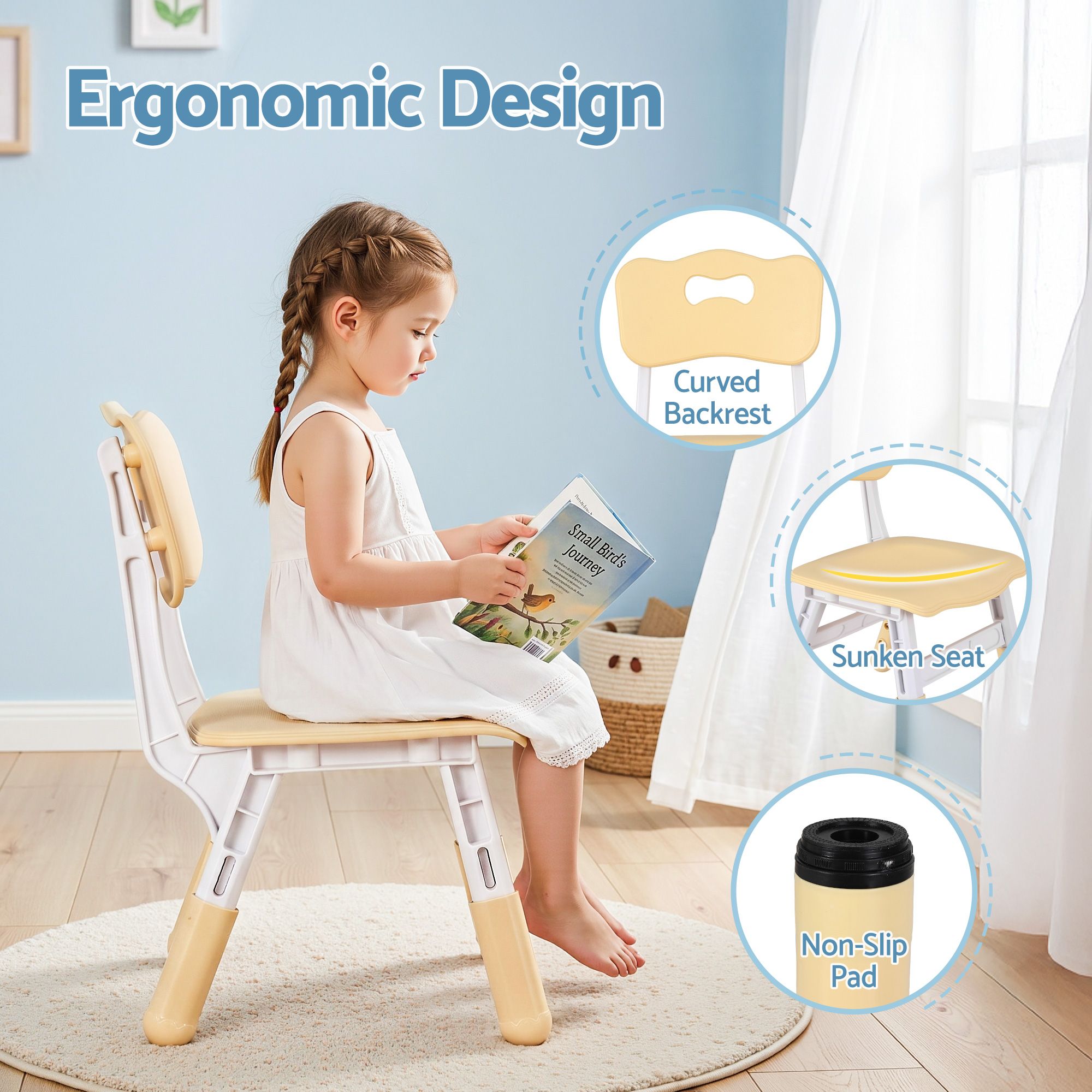 Keezi Kids Table and 2 Chairs Set Height Adjustable Toddler Desk and Chair Set for Ages 3 - 8, Activity Table with Graffiti Desktop for Learning Drawing Playing, Yellow - Baby & Kids > Kid's Furniture > Kid's Tables, Chairs & Seats - Rivercity House & Home Co. (ABN 18 642 972 209) - Affordable Modern Furniture Australia