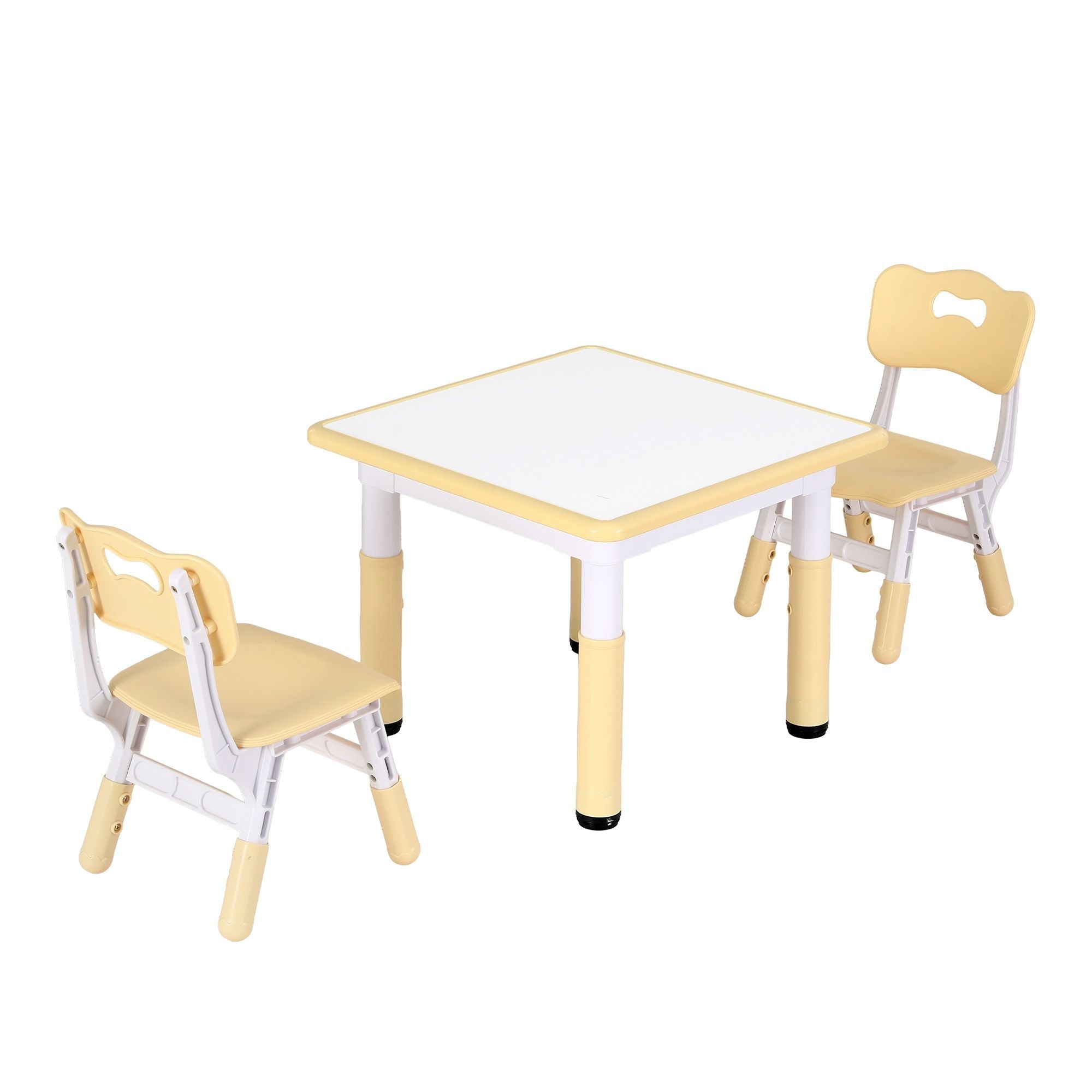 Keezi Kids Table and 2 Chairs Set Height Adjustable Toddler Desk and Chair Set for Ages 3 - 8, Activity Table with Graffiti Desktop for Learning Drawing Playing, Yellow - Baby & Kids > Kid's Furniture > Kid's Tables, Chairs & Seats - Rivercity House & Home Co. (ABN 18 642 972 209) - Affordable Modern Furniture Australia