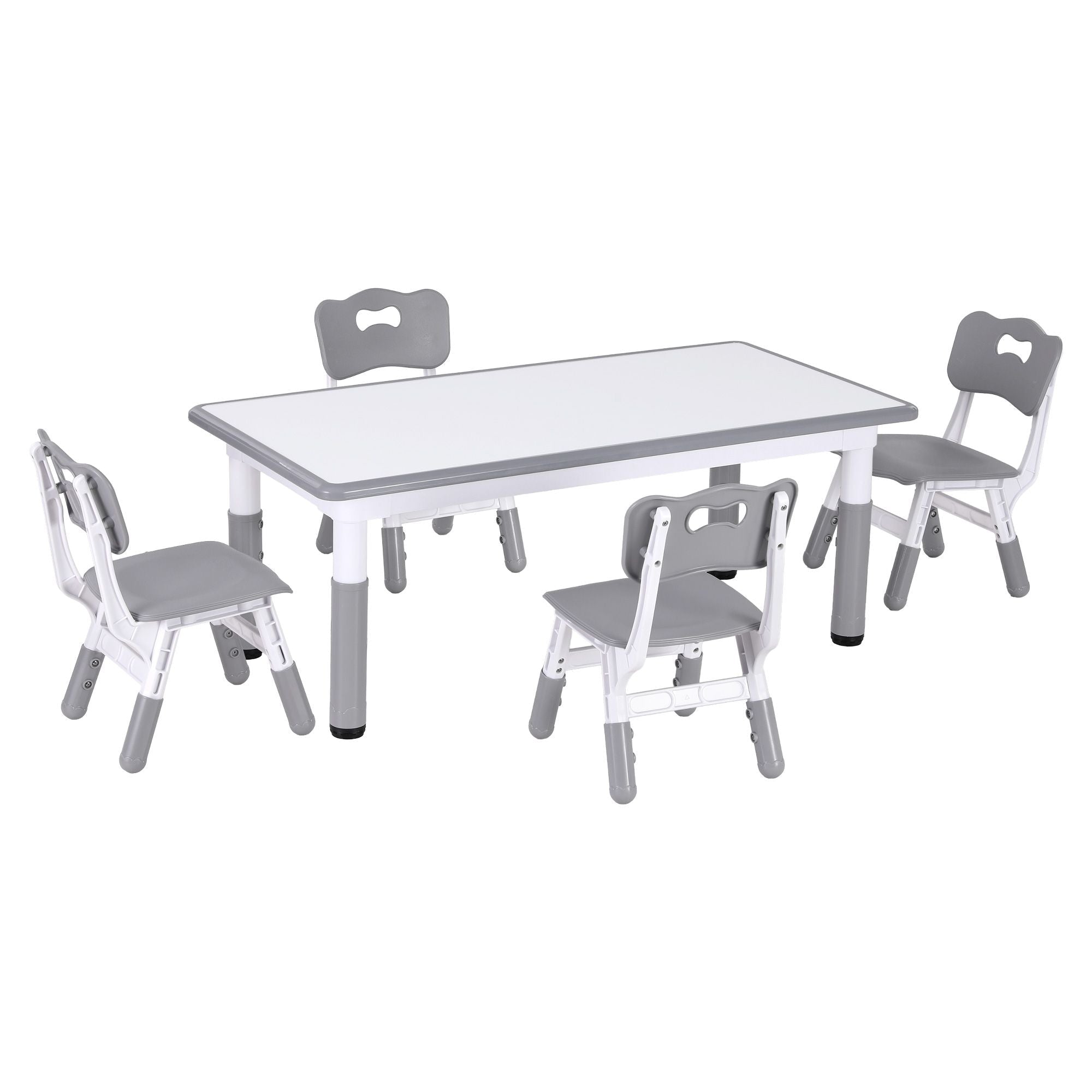 Keezi Kids Table and 4 Chairs Set Height Adjustable Toddler Desk and Chair Set for Ages 3 - 8, Children Activity Table with Graffiti Desktop for Learning Drawing Playing, Grey - Baby & Kids > Kid's Furniture > Kid's Tables, Chairs & Seats - Rivercity House & Home Co. (ABN 18 642 972 209) - Affordable Modern Furniture Australia