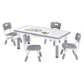Keezi Kids Table and 4 Chairs Set Height Adjustable Toddler Desk and Chair Set for Ages 3-8, Children Activity Table with Graffiti Desktop for Learning Drawing Playing, Grey
