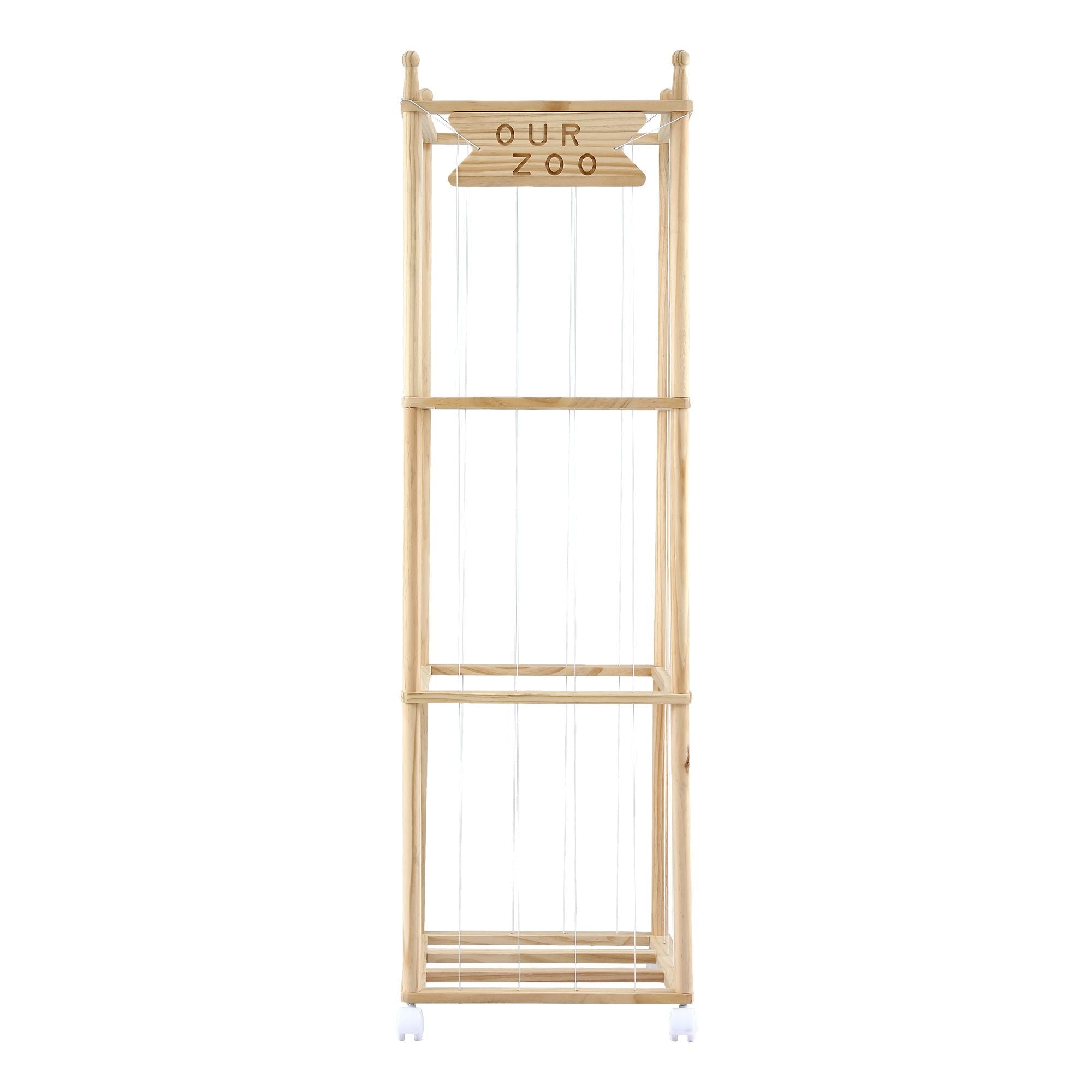Keezi Stuffed Animal Storage Wooden Toy Holder with Wheels Soft Toy Storage Zoo Cage Stuffy Toy Storage Organizers with Elastic Cords for Playroom Bedroom Nursery - Baby & Kids > Kid's Furniture > Toy Boxes - Rivercity House & Home Co. (ABN 18 642 972 209) - Affordable Modern Furniture Australia