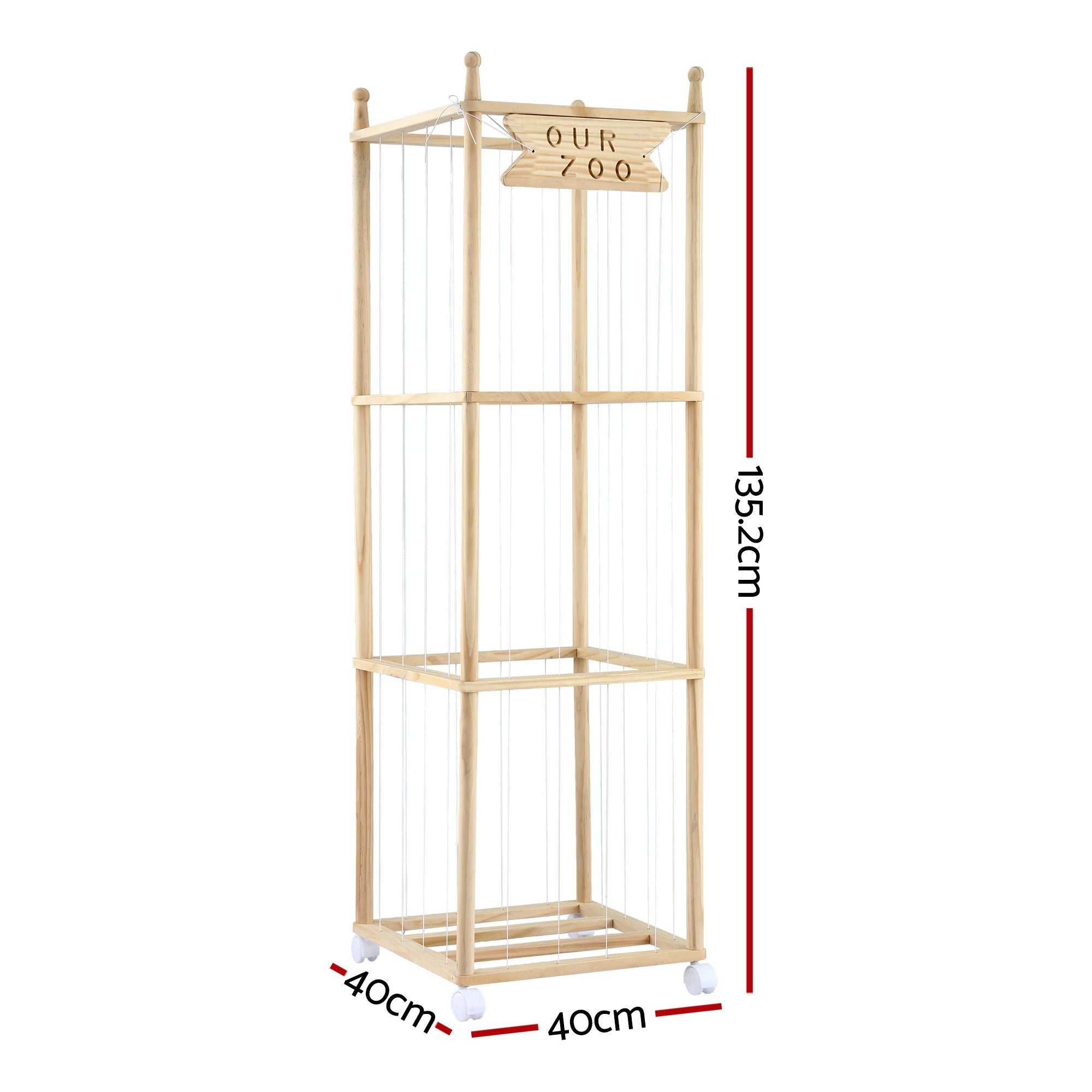 Keezi Stuffed Animal Storage Wooden Toy Holder with Wheels Soft Toy Storage Zoo Cage Stuffy Toy Storage Organizers with Elastic Cords for Playroom Bedroom Nursery - Baby & Kids > Kid's Furniture > Toy Boxes - Rivercity House & Home Co. (ABN 18 642 972 209) - Affordable Modern Furniture Australia